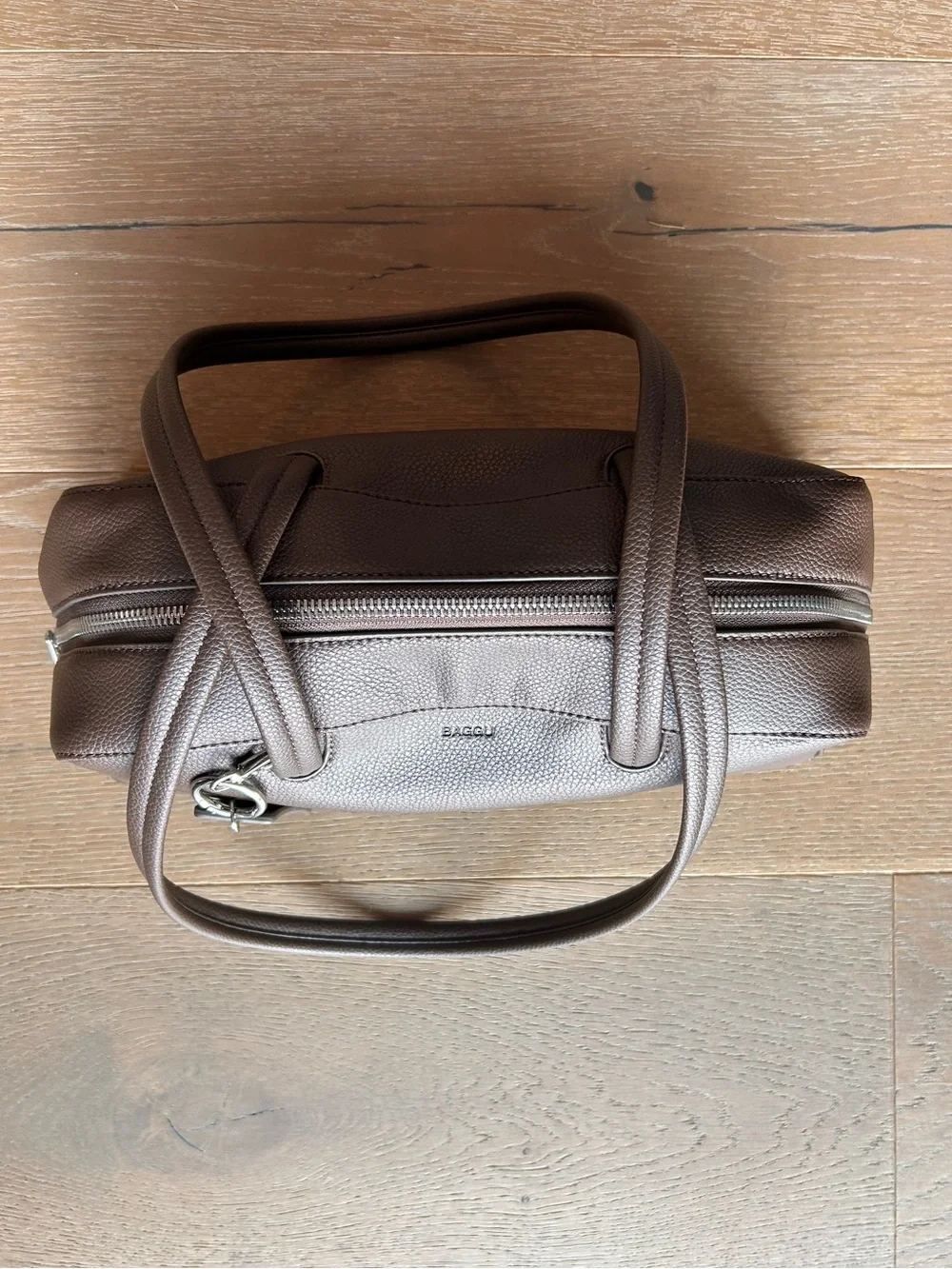 BAGGU Brown Textured Leather Shoulder Bag